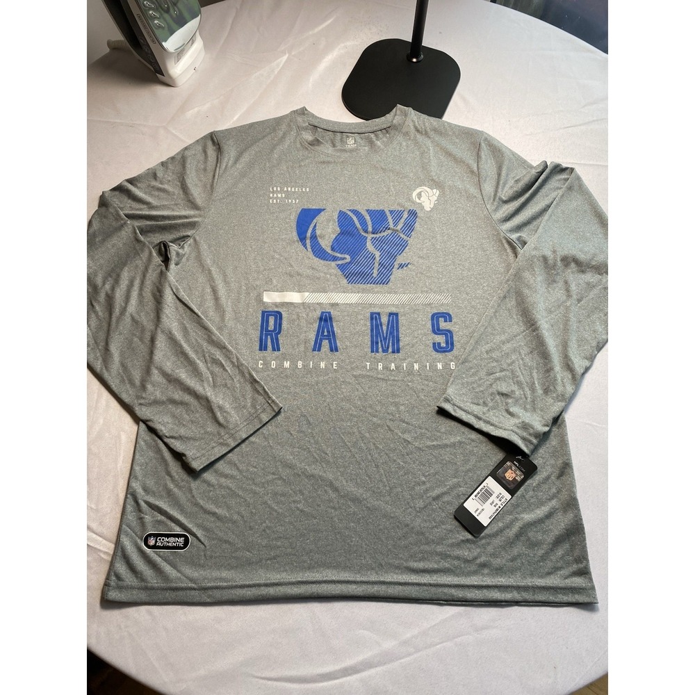 NWT Los Angeles Rams NFL Combine Training Shirt Men's Large Gray Long Sleeve